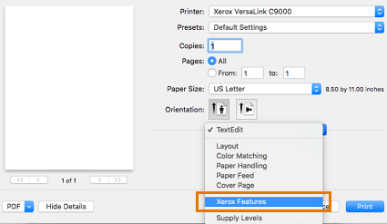 Select Xerox Features